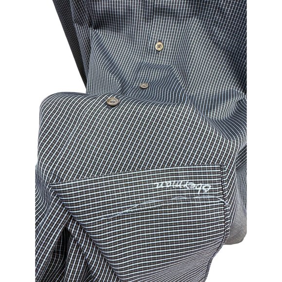 Ermenegildo Zegna Blue Check Button Front Shirt 2XT XXL Tall - Picture 4 of 4